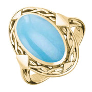 9ct Yellow Gold Turquoise Oval Celtic Ring. R128.