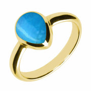 9ct Yellow Gold Turquoise Pear Shaped Ring. R408.