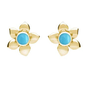 9ct Yellow Gold Turquoise Petal Stud Earrings E028