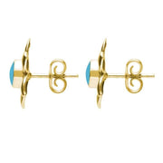 9ct Yellow Gold Turquoise Petal Stud Earrings E028