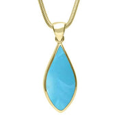 9ct Yellow Gold Turquoise Pointed Pear Necklace. P221