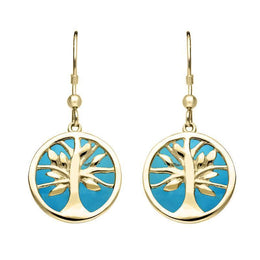 9ct Yellow Gold Turquoise Medium Round Tree of Life Two Piece Set S065