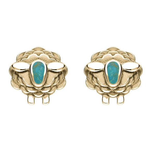 9ct Yellow Gold Turquoise Sheep Stud Earrings E2530