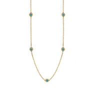 9ct Yellow Gold Turquoise Star Link Disc Chain Necklace, N744.