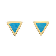 9ct Yellow Gold Turquoise Tiny Triangle Stud Earrings