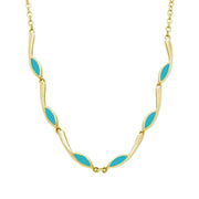 9ct Yellow Gold Turquoise Marquise Link Toscana Necklace N614