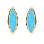 9ct Yellow Gold Turquoise Toscana Marquise Stud Earrings E1124