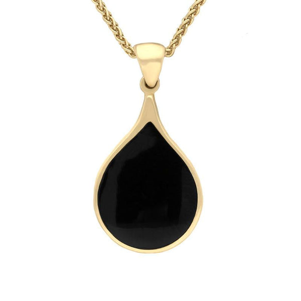 9ct Yellow Gold Whitby Jet Balloon Shaped Necklace P223