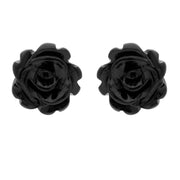 9ct Yellow Gold Whitby Jet Carved Rose Two Piece Set