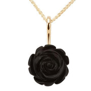 9ct Yellow Gold Whitby Jet Carved Rose Two Piece Set