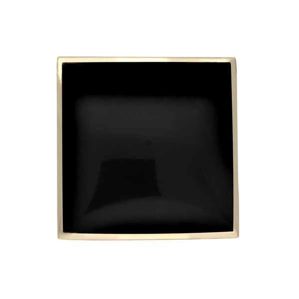 9ct Yellow Gold Whitby Jet Contemporary Square Brooch. M084.