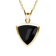 9ct Yellow Gold Whitby Jet Curved Triangle Necklace P320