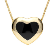 9ct Yellow Gold Whitby Jet Framed Heart Necklace P1554