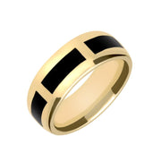 9ct Yellow Gold Whitby Jet Gap 8mm Wedding Band Ring R585