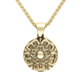 9ct Yellow Gold Whitby Jet Great Yorkshire Show Rose Necklace. P1945.