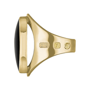 9ct Yellow Gold Whitby Jet King's Coronation Hallmark Medium Oval Ring R012 CFH