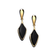 9ct Yellow Gold Whitby Jet Kite Drop Earrings E224