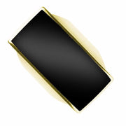 9ct Yellow Gold Whitby Jet Large Oblong Ring. R064.
