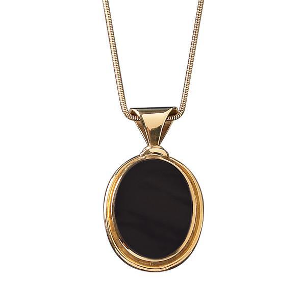 9ct Yellow Gold Whitby Jet Large Oval Necklace P130