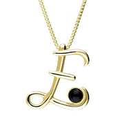 9ct Yellow Gold Whitby Jet Love Letters Initial E Necklace P3452C