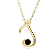 9ct Yellow Gold Whitby Jet Love Letters Initial J Necklace P3457C