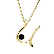 9ct Yellow Gold Whitby Jet Love Letters Initial U Necklace P3468C