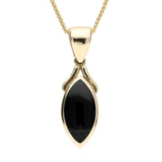 9ct Yellow Gold Whitby Jet Marquise Necklace. P388