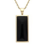 9ct Yellow Gold Whitby Jet Medium Oblong Necklace. P246.