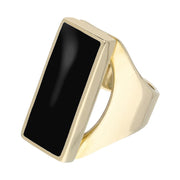 9ct Yellow Gold Whitby Jet Medium Oblong Ring. R065.