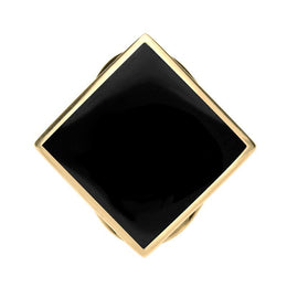 9ct Yellow Gold Whitby Jet Medium Rhombus Ring