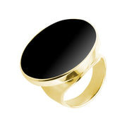 9ct Yellow Gold Whitby Jet Medium Round Stone Ring R610