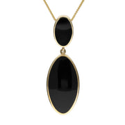 9ct Yellow Gold Whitby Jet Oval Drop Necklace. P1101.