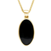 9ct Yellow Gold Whitby Jet Oval Open Back Long Necklace P026