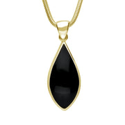 9ct Yellow Gold Whitby Jet Pointed Pear Necklace P221