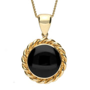 9ct Yellow Gold Whitby Jet Round Rope Twist Necklace P249