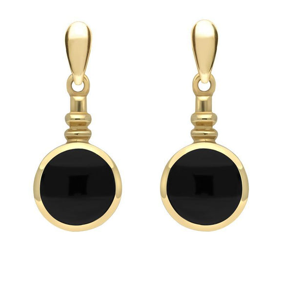 9ct Yellow Gold Whitby Jet Round Bottletop Two Piece Set S051