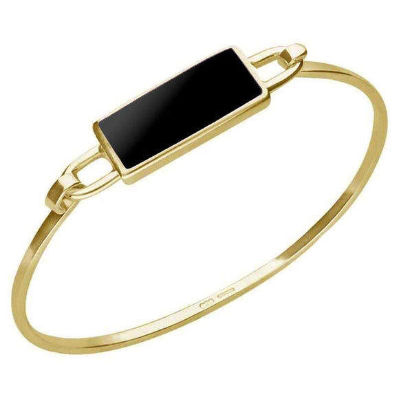 9ct Yellow Gold Whitby Jet Slim Oblong Bangle B034