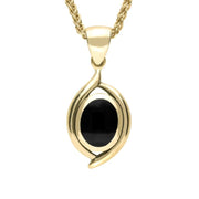 9ct Yellow Gold Whitby Jet Small Oval Necklace P1584