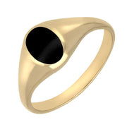 9ct Yellow Gold Whitby Jet Small Oval Signet Ring. r188