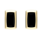 9ct Yellow Gold Whitby Jet Small Rounded Oblong Stud Earrings. E786