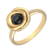 9ct Yellow Gold Whitby Jet Stone Rose Ring R873