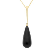 9ct Yellow Gold Whitby Jet Tapered Bomb Drop Necklace. P1888.