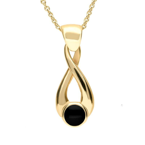 9ct Yellow Gold Whitby Jet Eternity Loop Necklace