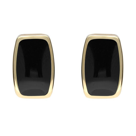 9ct yellow Gold Whitby Jet Dinky Barrel Stud Earrings E280