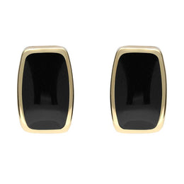 9ct yellow Gold Whitby Jet Dinky Barrel Stud Earrings E280