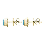 9ct Yellow Gold Turquoise Round Twist Edge Stud Earrings. E134_2