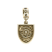 9ct Yellow Gold York Minster Cross Key and Rose Shield Loop Charm. G825.