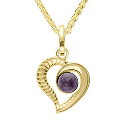 9ct Yellow Gold Blue John Ridged Heart Two Piece Set. S021