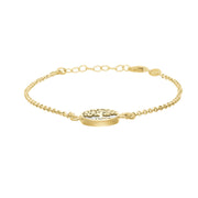 9ct Yellow Gold Bauxite Round Tree of Life Chain Bracelet