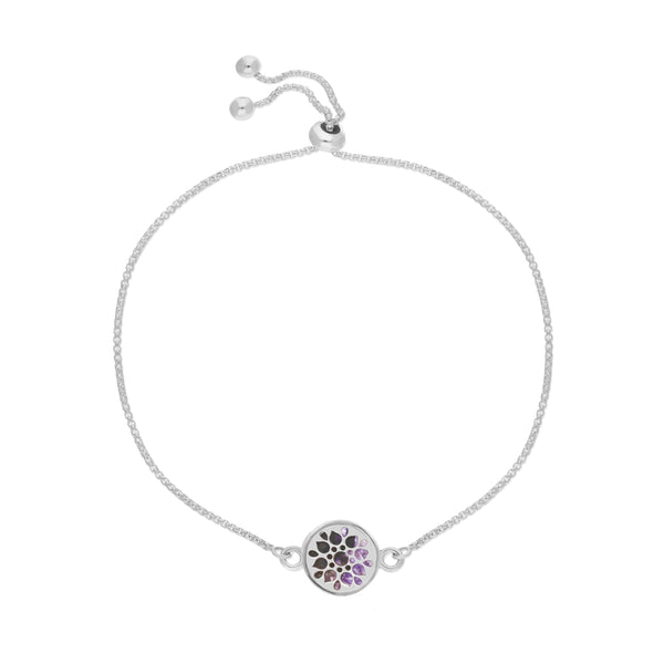 Sterling Silver 10mm Blue John Flower Burst Chatsworth Décor Round Adjustable Bracelet